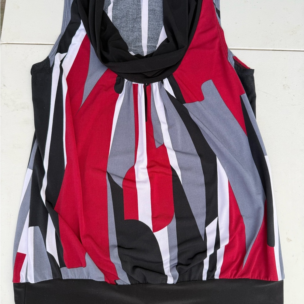 Maurices Red, Black, and Gray Abstract Blouse